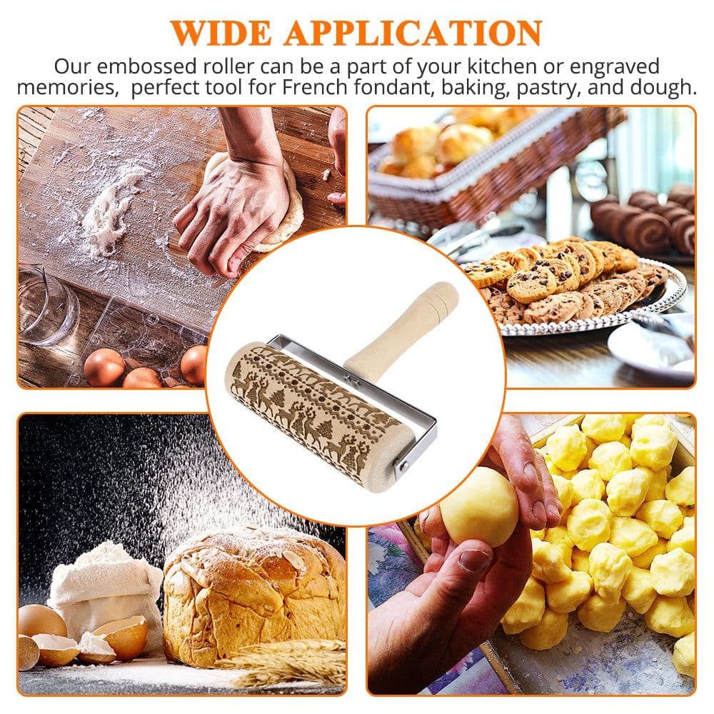 image-Christmas Wooden Rolling Pins Reindeer