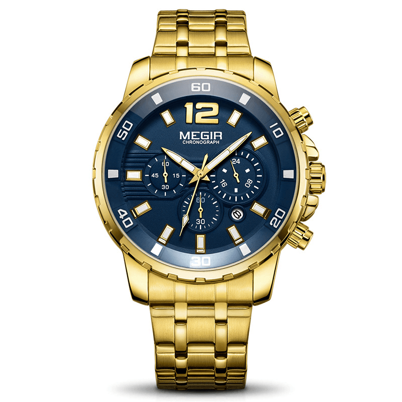 image-Waterproof Men's Gold Stainless Steel Quartz Watches