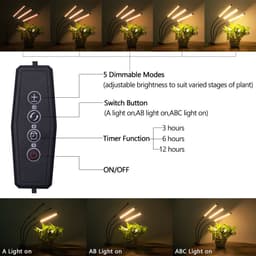 image-Warm White 3000K 60LED Three-Tube Clip Plant Lamp