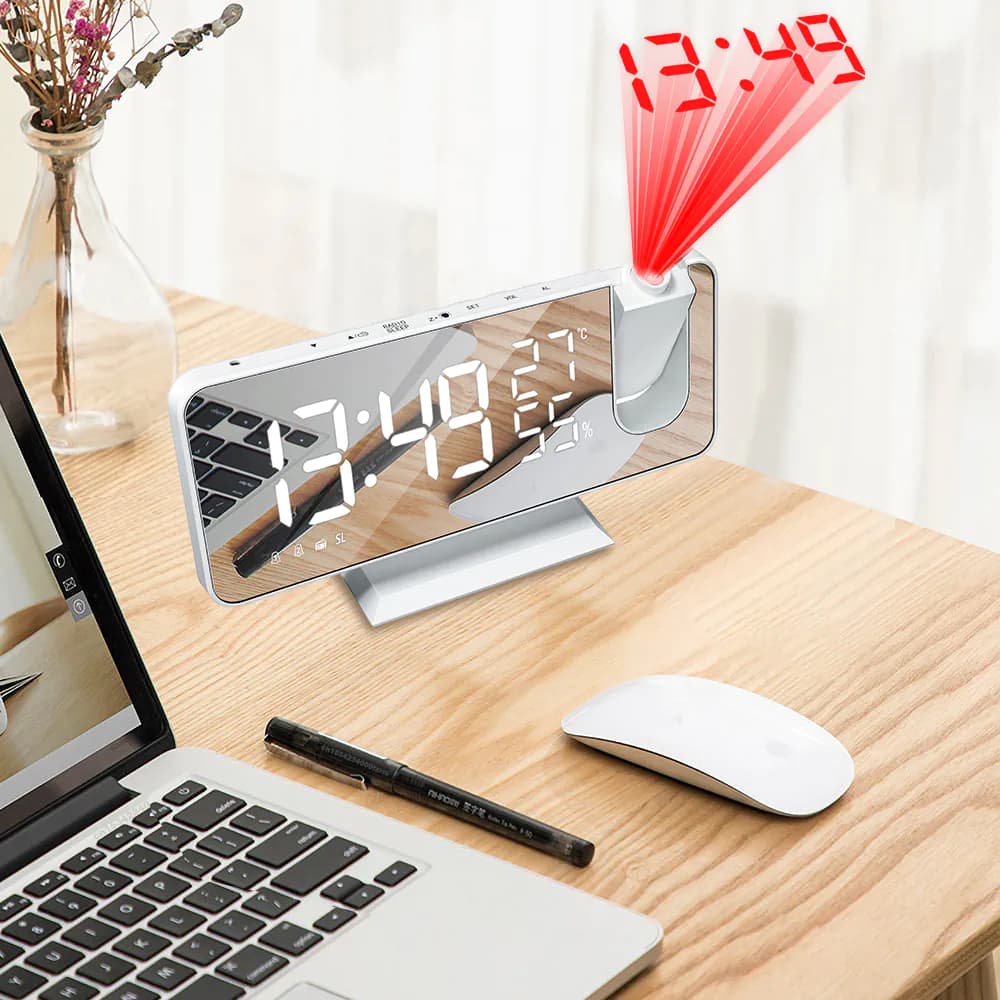 image-FM Radio LED Digital Smart Time Projector Alarm Clock