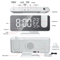 image-FM Radio LED Digital Smart Time Projector Alarm Clock