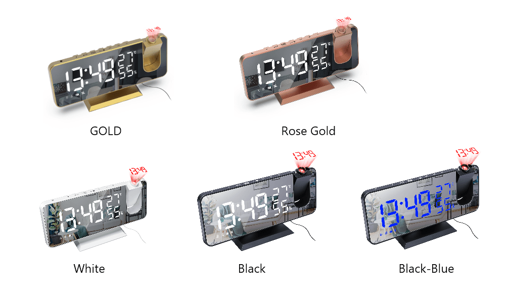 image-FM Radio LED Digital Smart Time Projector Alarm Clock