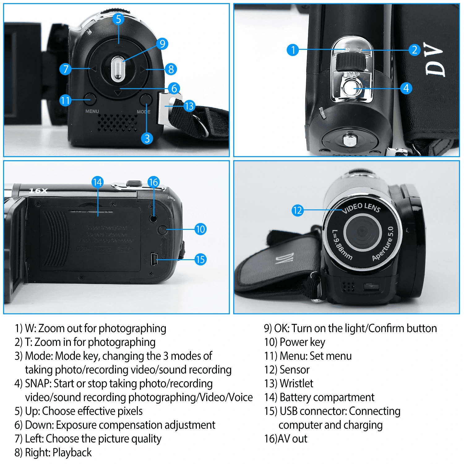 image-2.7in 16X Zoom DV Camera HD 1080P Digital Video Camcorder