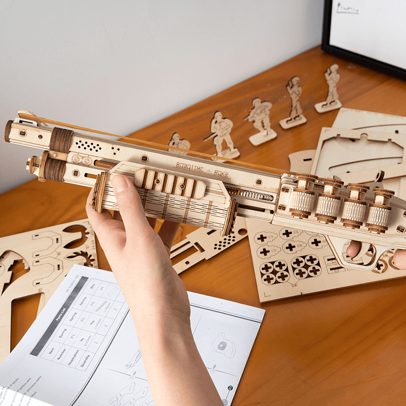 image-3D Wooden Puzzle Games Shotgun Model Toys for Children