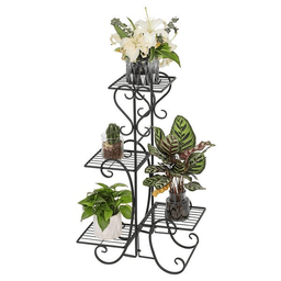 image-4 Tier Metal Flower Plant Stand Display Shelf for Home Garden