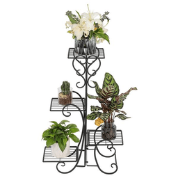 image-4 Tier Metal Flower Plant Stand Display Shelf for Home Garden