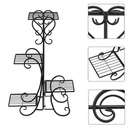 image-4 Tier Metal Flower Plant Stand Display Shelf for Home Garden