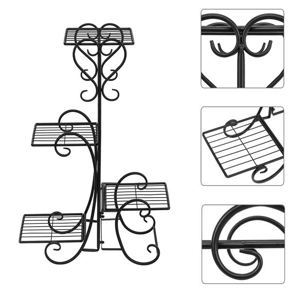 image-4 Tier Metal Flower Plant Stand Display Shelf for Home Garden