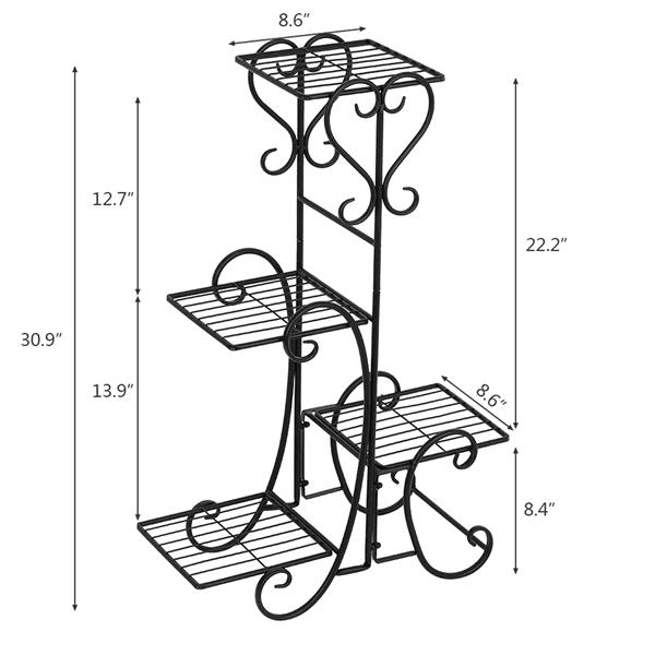 image-4 Tier Metal Flower Plant Stand Display Shelf for Home Garden