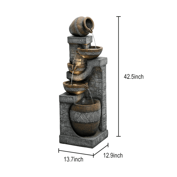 image-42.5inches Garden Landscape Water Fountain for Home Garden Decor