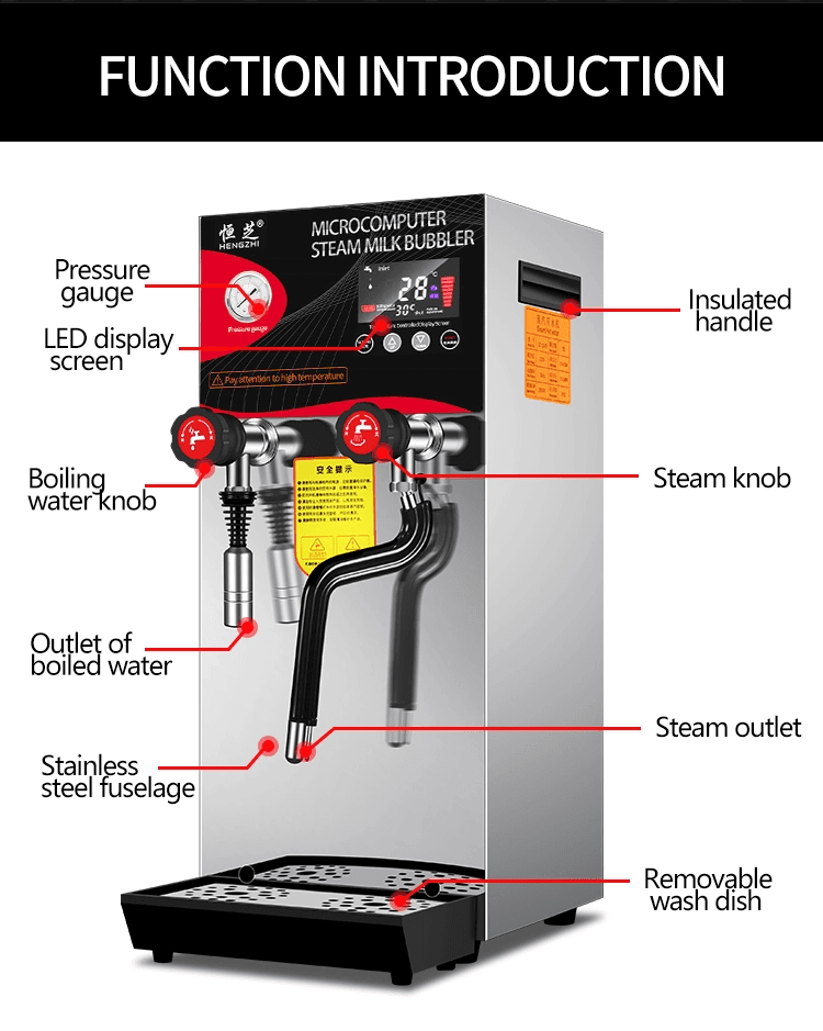 image-LCD Display Steam Boiler Water Machine for Bubble Tea Shop