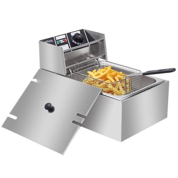image-2500W 220-240V 6.3QT Stainless Steel Single Cylinder Electric Fryer