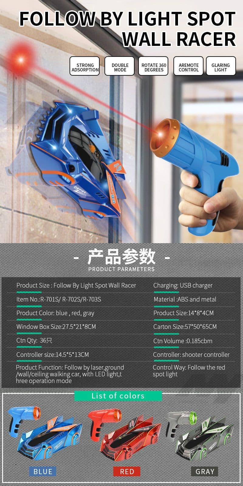 image-New Toy Infrared induction wall climbing Stunt Car for Christmas Gift