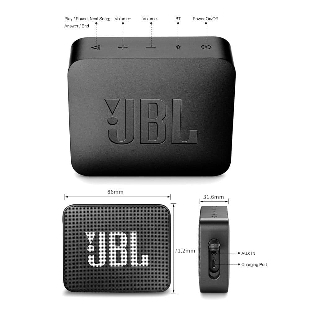 image-JBL GO 2 Wireless Bluetooth Speaker IPX7 Waterproof With Mic