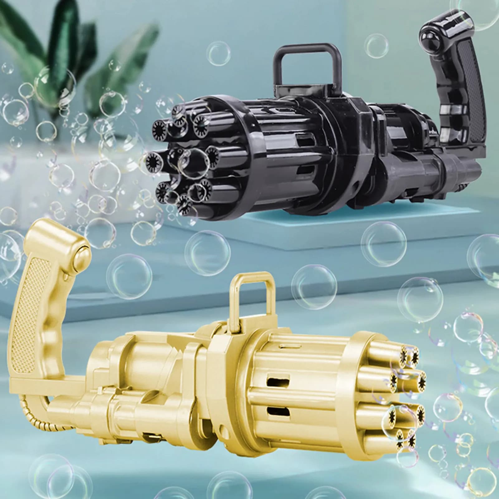 image-Summer Soap Water Bubble Machine Gatling Bubble Gun Toys