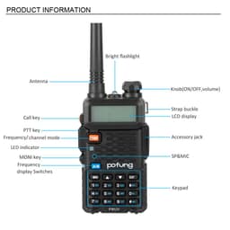 image-P8UV 5W 1800mAh Adult Analog Walkie talkie