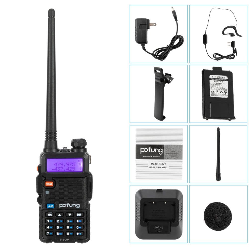 image-P8UV 5W 1800mAh Adult Analog Walkie talkie