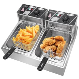 image-110V 12L Stainless Steel Double Cylinder Electric Fryer