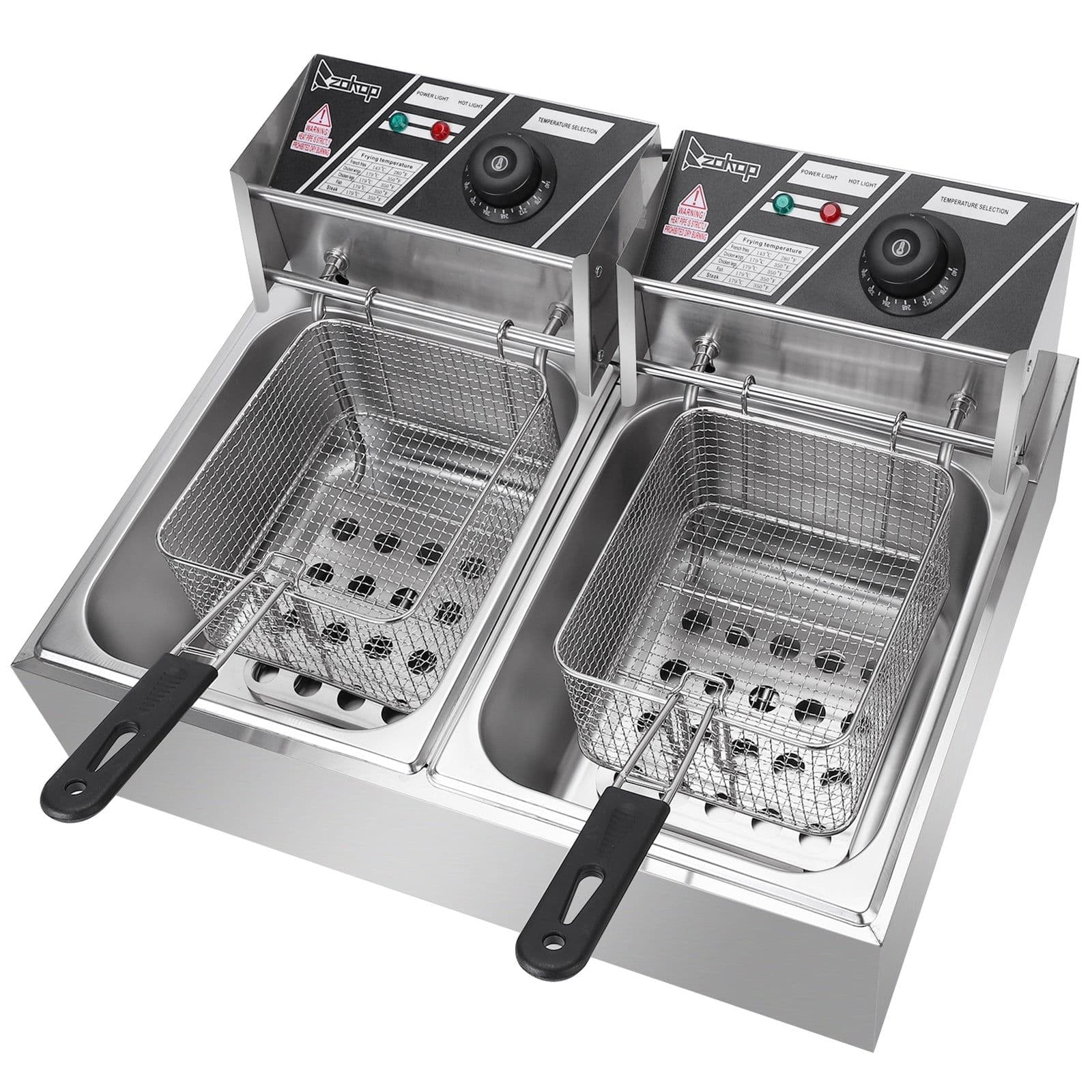 image-110V 12L Stainless Steel Double Cylinder Electric Fryer