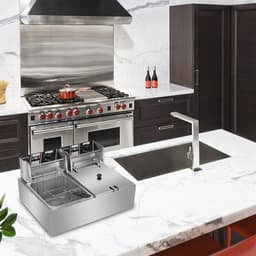 image-110V 12L Stainless Steel Double Cylinder Electric Fryer