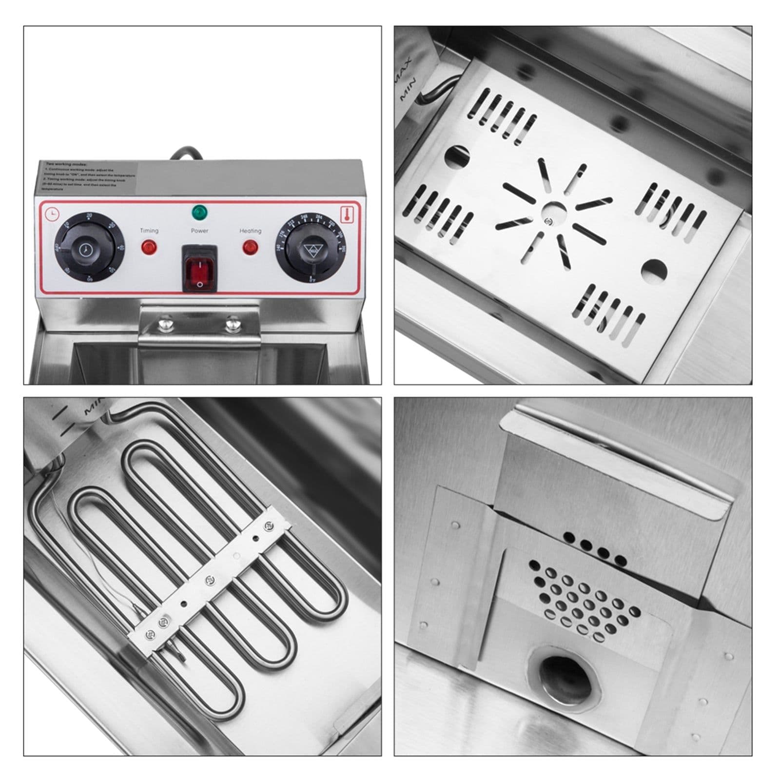 image-1.7KW 12.5QT/11.8L Stainless Steel Faucet Single Tank Deep Fryer