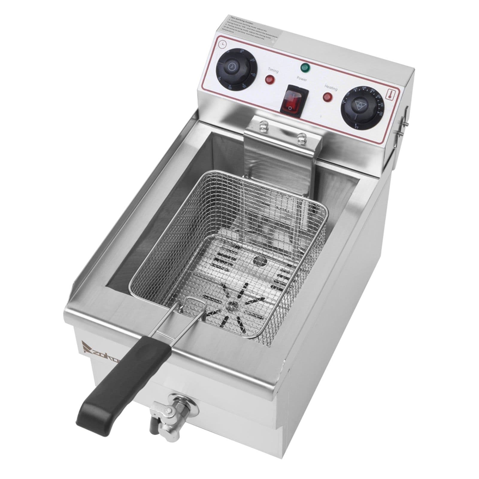image-1.7KW 12.5QT/11.8L Stainless Steel Faucet Single Tank Deep Fryer