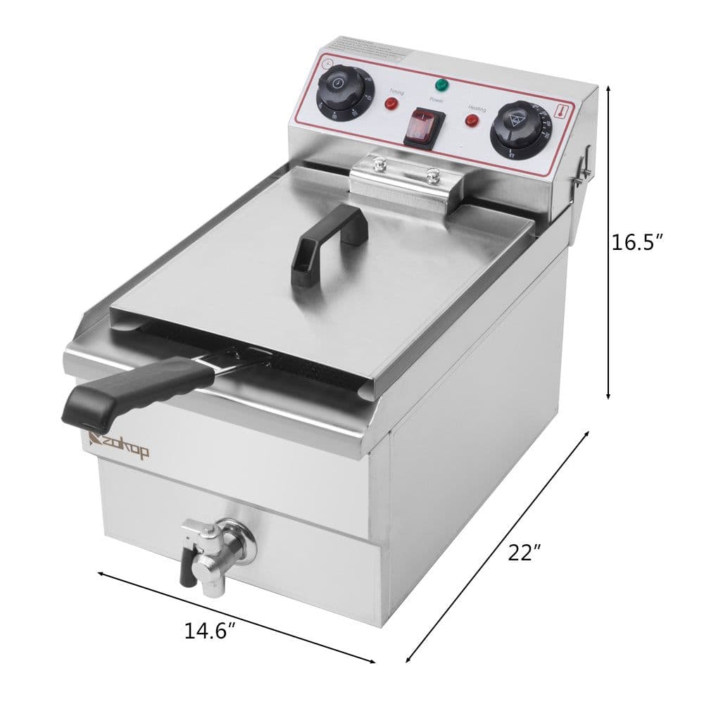 image-1.7KW 12.5QT/11.8L Stainless Steel Faucet Single Tank Deep Fryer