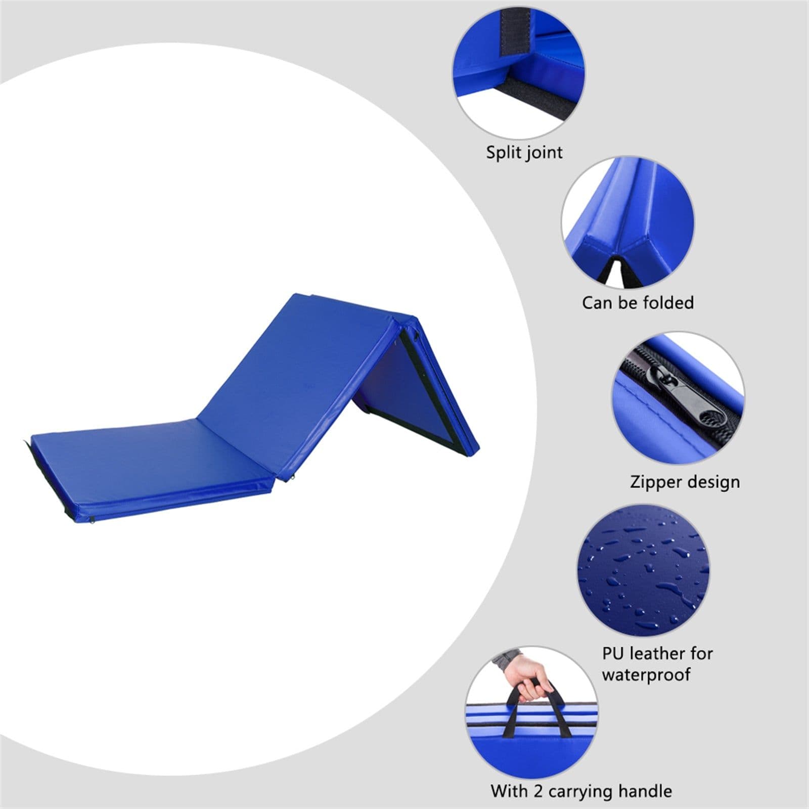 image-55"x24"x1.2" Tri-fold Gymnastics Yoga Mat with Hand Buckle