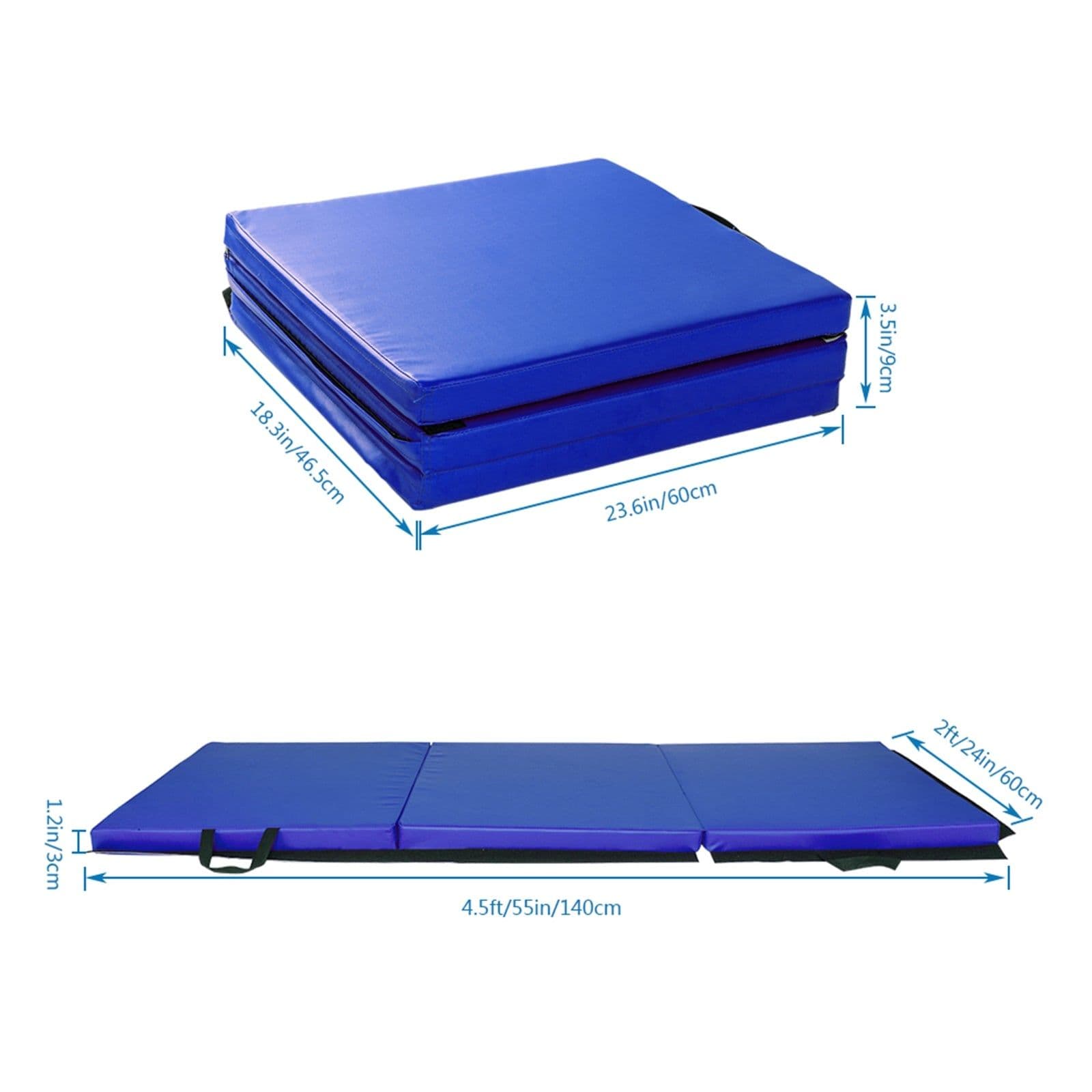image-55"x24"x1.2" Tri-fold Gymnastics Yoga Mat with Hand Buckle