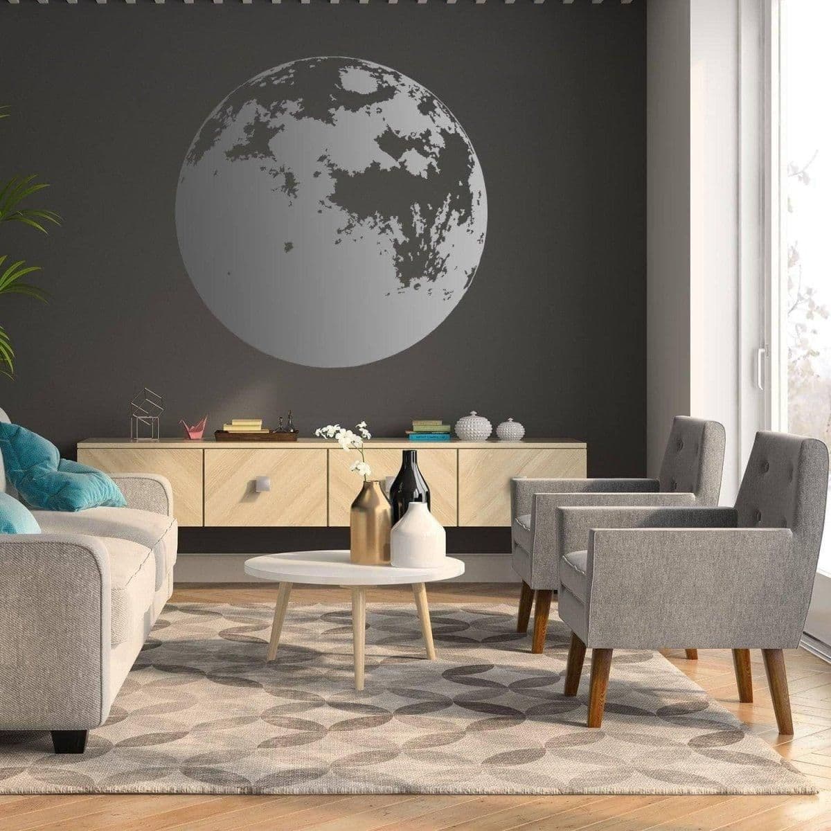 image-Moon Phase Wall Decor Decal: Mesmerizing Celestial Wonder Art Piece