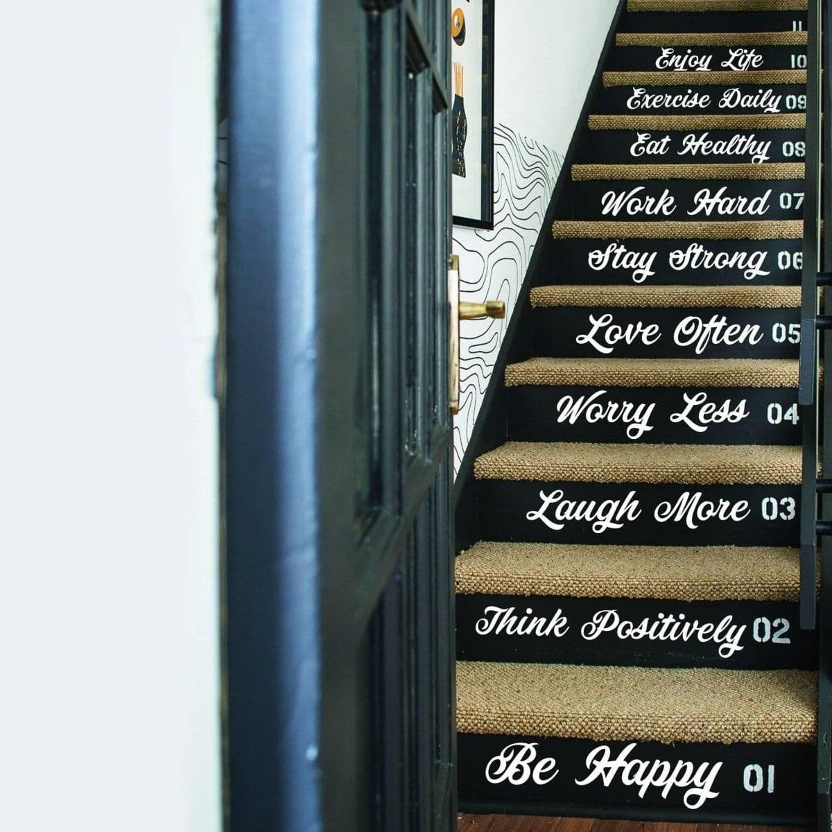 image-Vinyl Stairway Expressions Decals - Elegant Wall Art Stickers