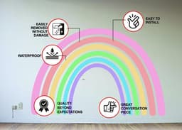 image-Boho Aesthetic Rainbow Wall Sticker - Kid's Room Decoration Decal - Wall Art Accessory