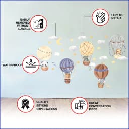 image-Adventure Sky Wall Stickers, Whimsical Atmosphere Decals for Walls