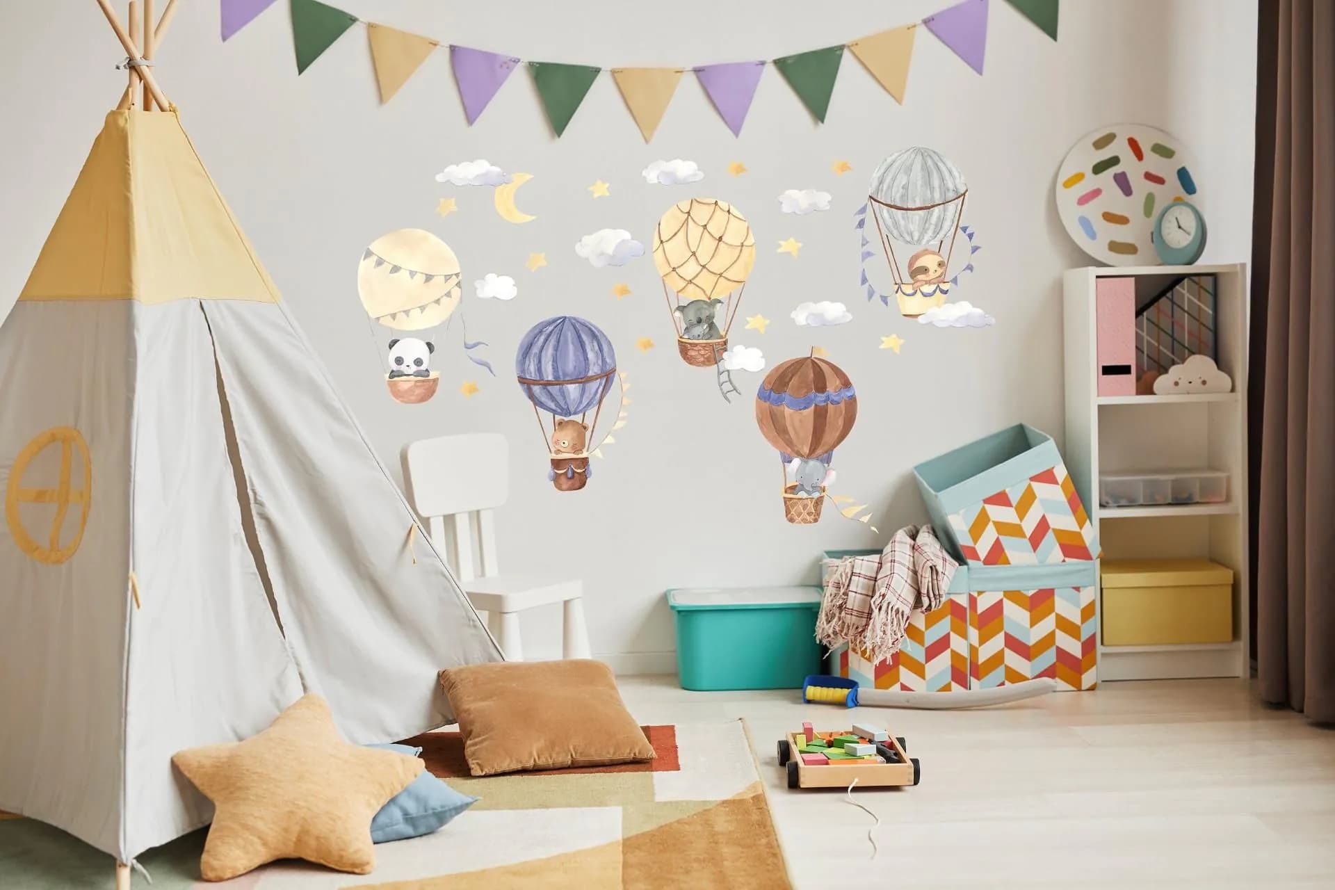 image-Adventure Sky Wall Stickers, Whimsical Atmosphere Decals for Walls