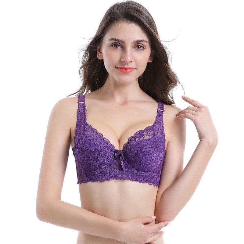 image-Women's Lace Bra - Underwired Push-Up 3/4 Cup Black