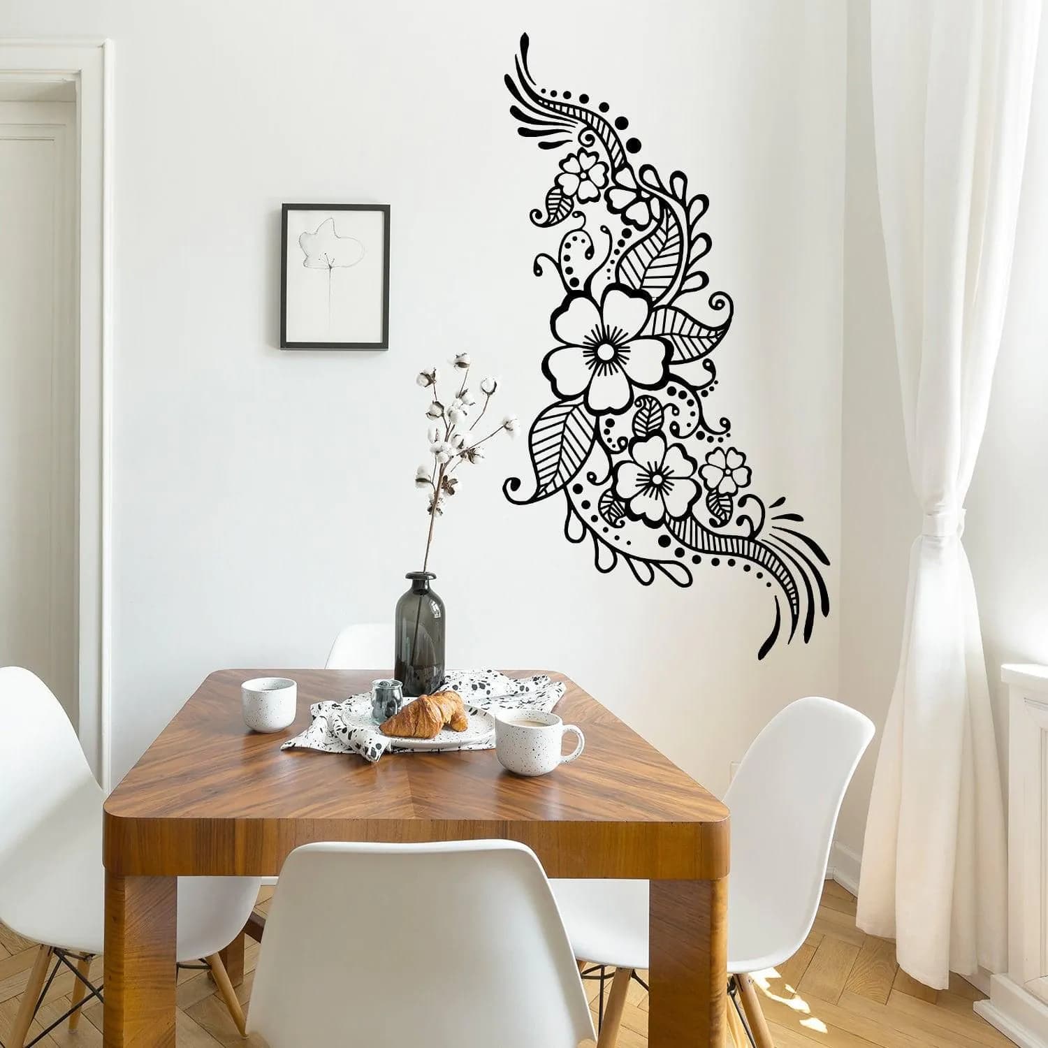 image-Henna Tattoo Wall Vinyl Sticker - Floral Flower Mandala Art Paisley Mehndi Indian Decal