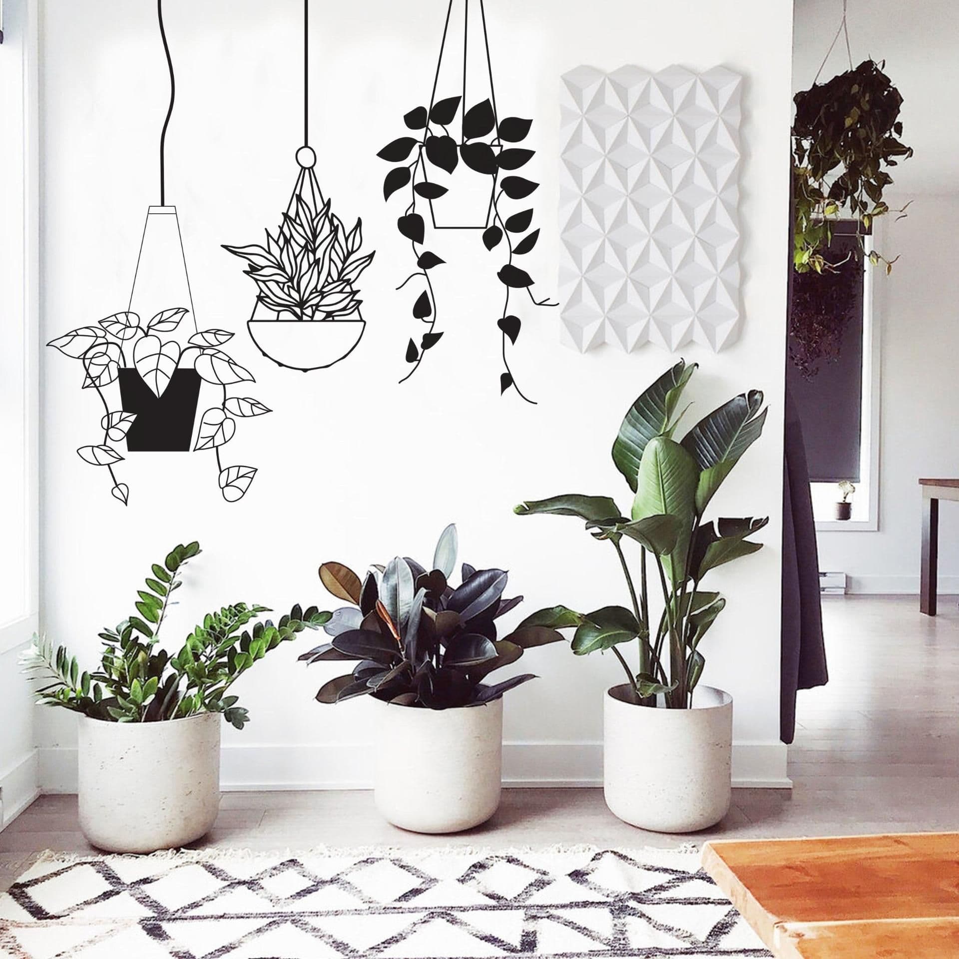 image-Botanical Oasis Wall Sticker - Tropical Hanging Plant Basket Decal