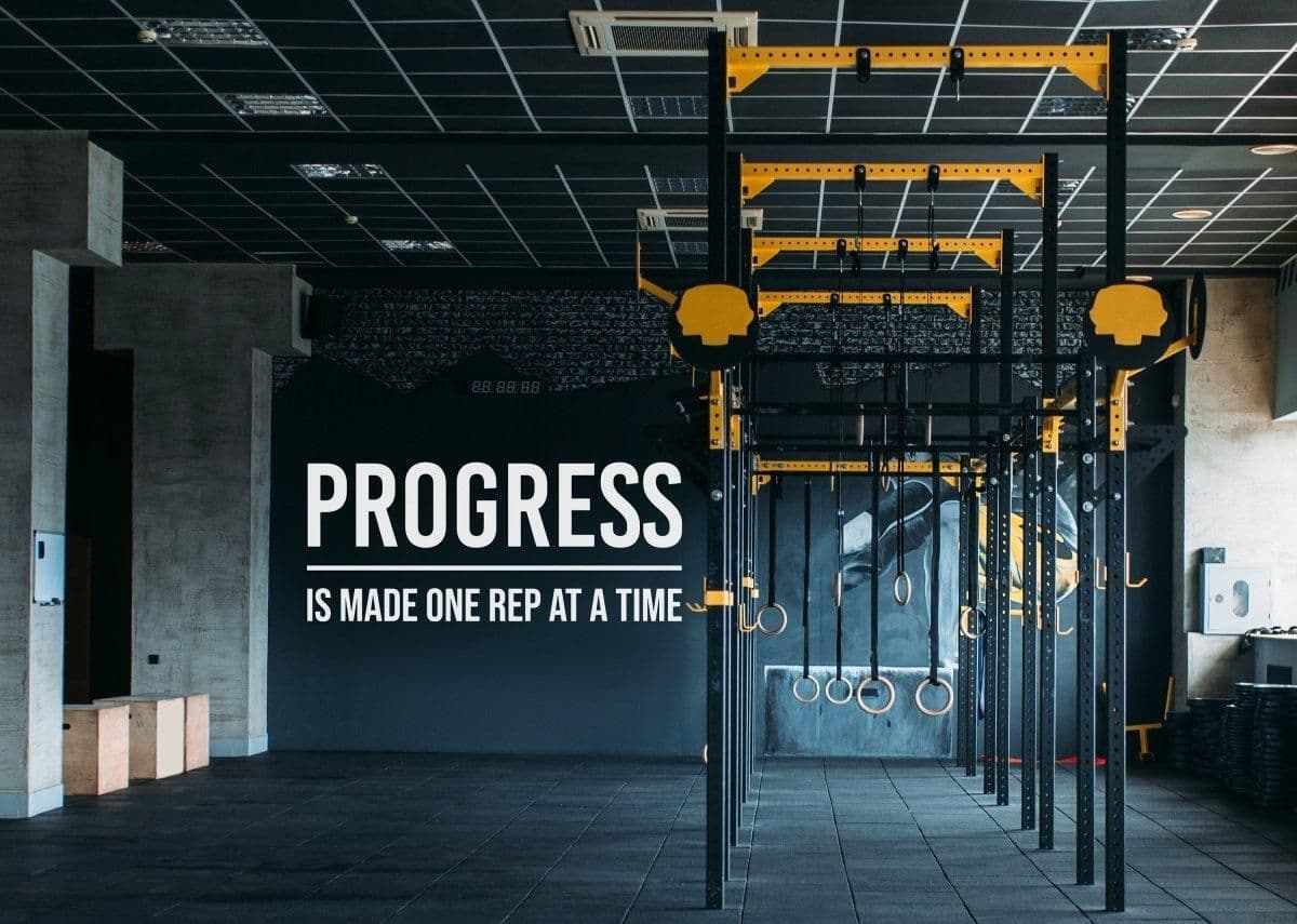image-Progressive Rep by Rep Fitness Motivation Wall Sticker: Inspirational Gym Decal