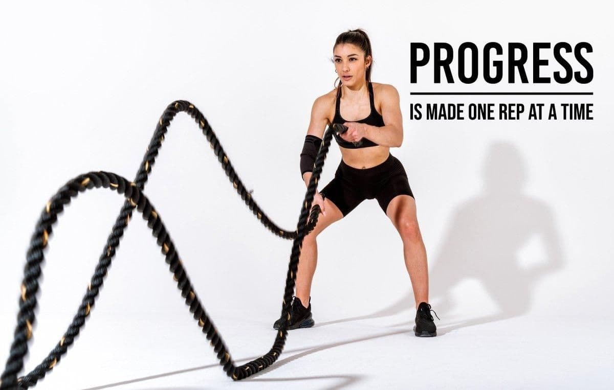 image-Progressive Rep by Rep Fitness Motivation Wall Sticker: Inspirational Gym Decal