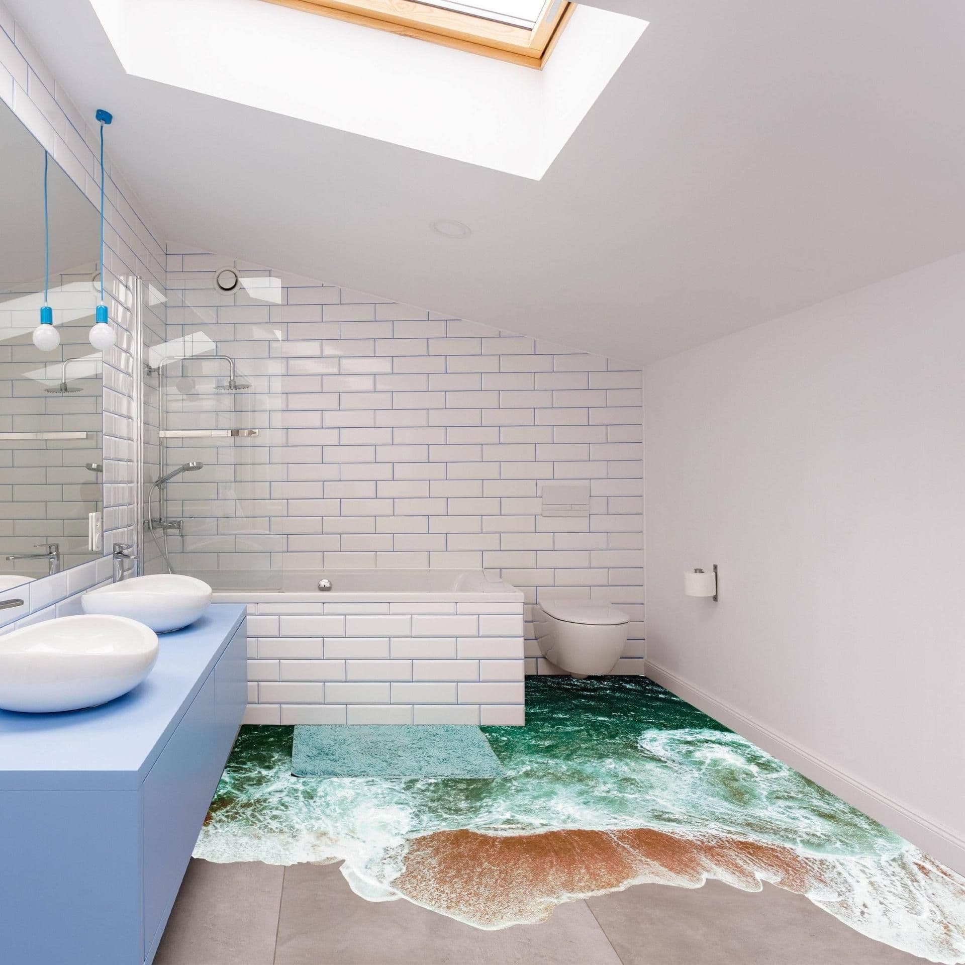 image-Underwater Oasis Themed Wall Decal Stickers for Bathroom Decoration