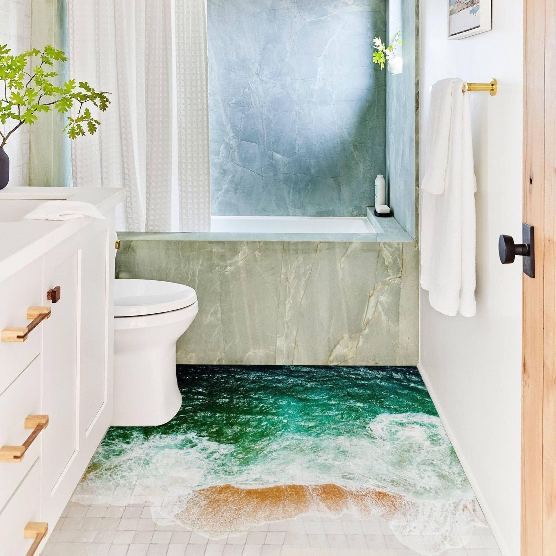 image-Underwater Oasis Themed Wall Decal Stickers for Bathroom Decoration