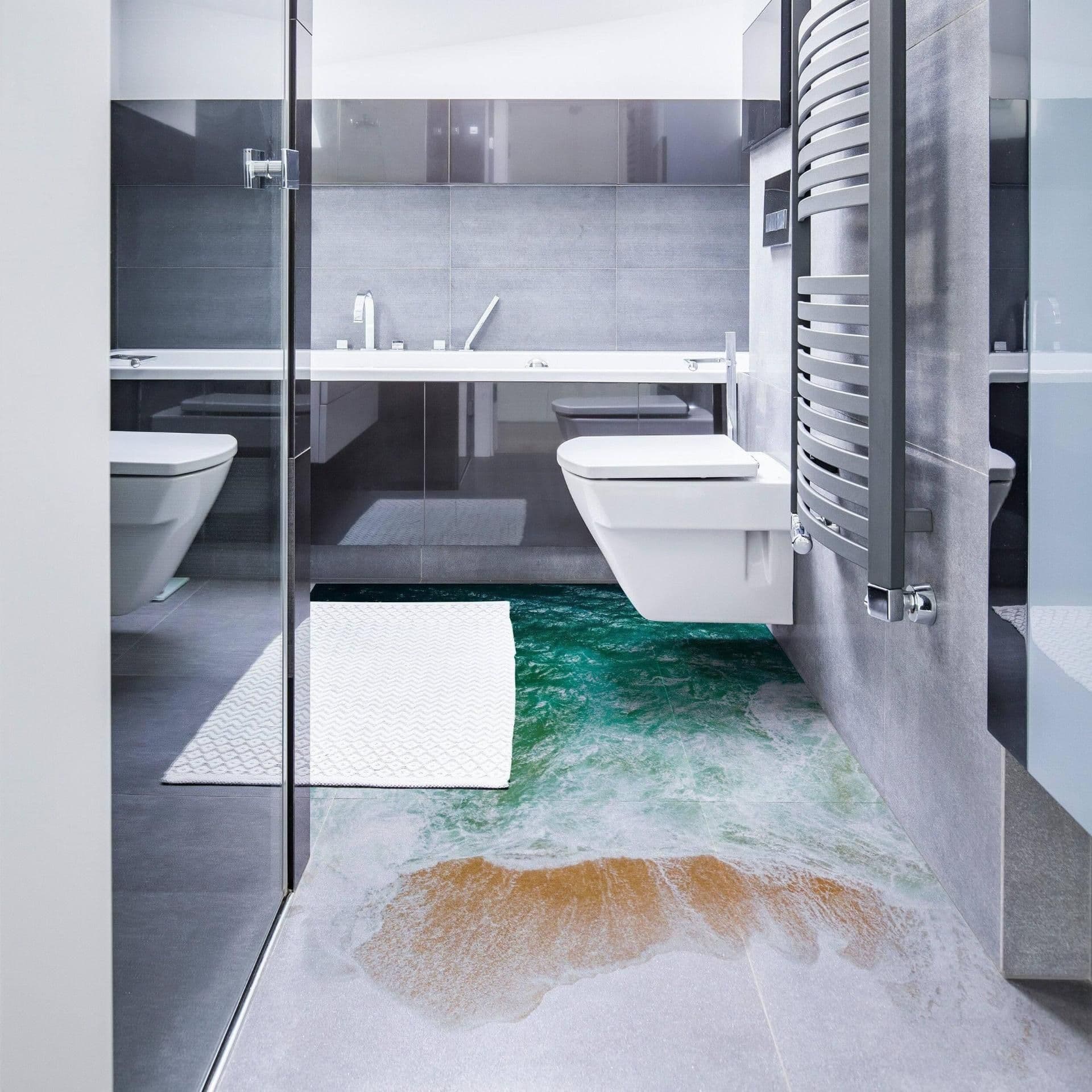 image-Underwater Oasis Themed Wall Decal Stickers for Bathroom Decoration