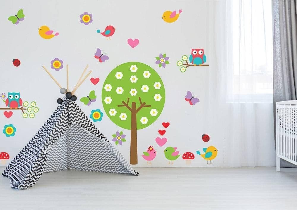 image-Vibrant Tree Wall Sticker - Playful, Colorful, Whimsy Design Decal