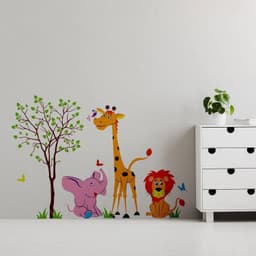 image-Safari Animal Wall Decal, Vinyl Sticker - Wild Adventures Themed Decoration