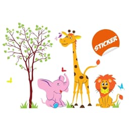 image-Safari Animal Wall Decal, Vinyl Sticker - Wild Adventures Themed Decoration