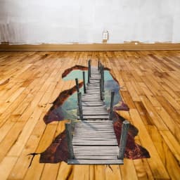 image-Bridge to Galaxy Floor Decal - 3D Galactic Space- Vinyl Wall Sticker for Indoor Decor