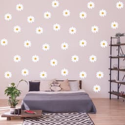 image-Boho Vinyl Wall Stickers, Blossom Flower Decorative Wall Decals, Peel & Stick Art Mural