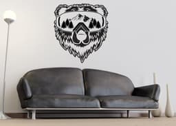 image-Vinyl Wall Decal - Wyoming State, Bear and Mountains Graphic Art Sticker