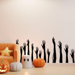 image-Zombie Hands Collection: Spooky Ghoul Window Decals & Creepy Hand Decorations