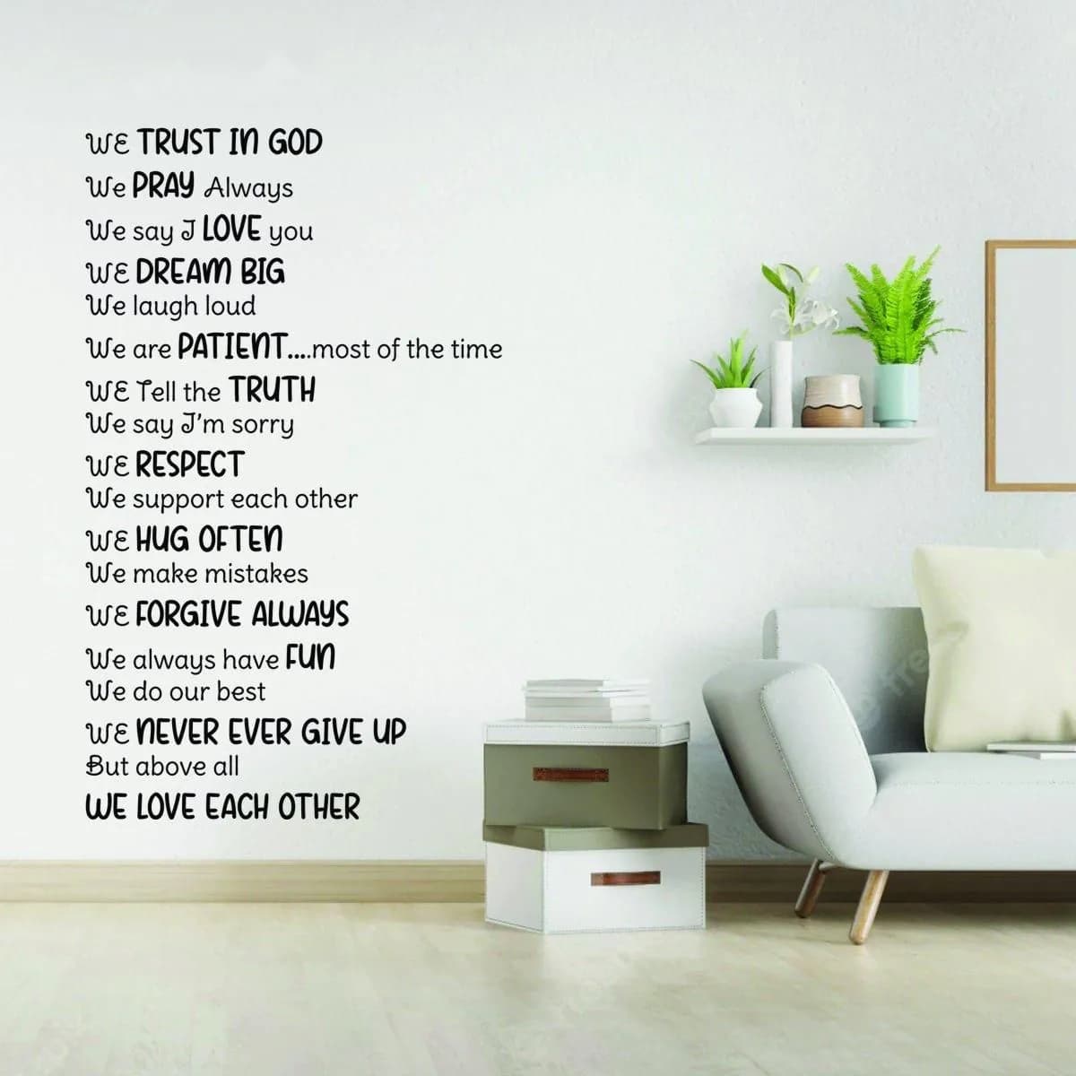 image-Inspirational Family Quote Wall Decal - Love Faith Wall Sticker Decor